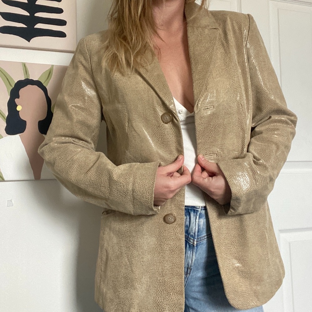 100% Genuine Leather Crocodile Skin Blazer